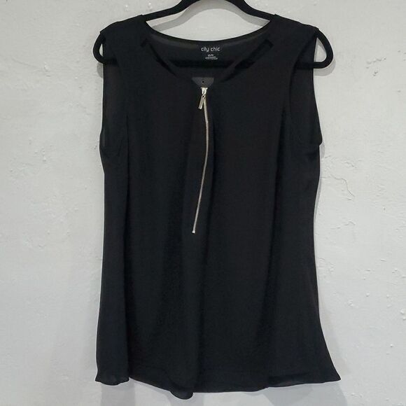 City Chic Top Sweet Zip in Black Size 14 or City Chic XS - Picture 1 of 11